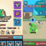 Capybara Go gameplay showing the capybara character battling enemies in an idle RPG fight