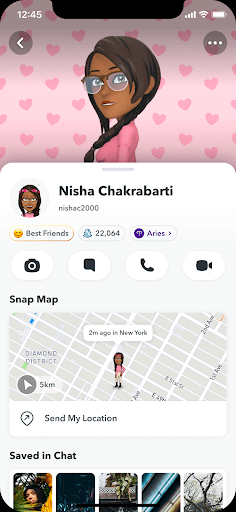 Snapchat friend profile displaying the solar system best friends feature