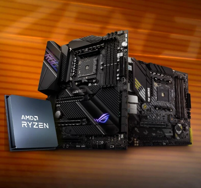 AMD AM5 motherboard with Ryzen processor and DDR5 support
