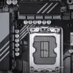 Motherboard CPU socket and VRM components on a modern desktop board